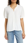 Cece Frill V-neck Button-up Blouse In New Ivory