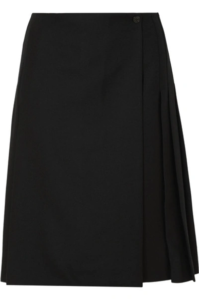 Burberry Pleated Wool-twill Skirt In Black