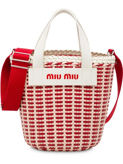 miu miu かごバッグ レザー　レッド✖️ホワイト 8827677?w=400