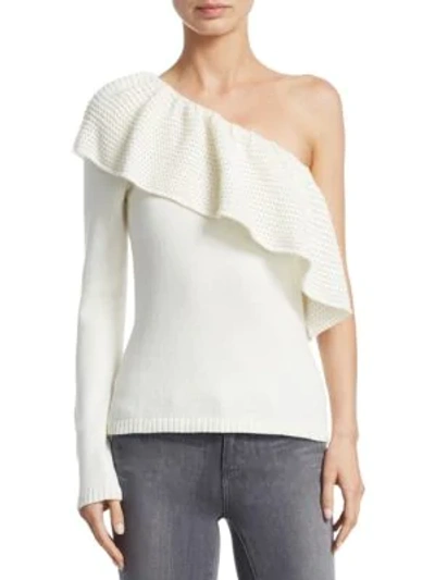 Ella Moss One-shoulder Knitted Sweater In Natural