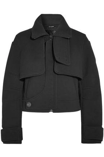 Atlein Woman Cropped Felt Coat Black