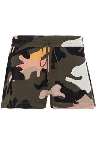 Valentino Woman Jacquard-knit Shorts Army Green