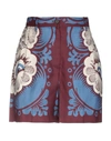 Valentino Pleated Floral-print Silk-twill Shorts In Deep Purple