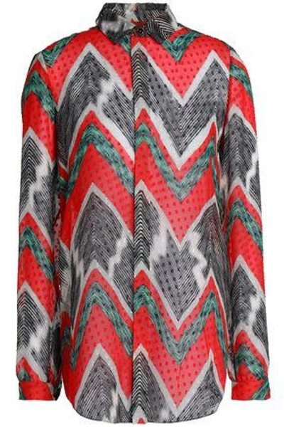 Missoni Woman Printed Fil Coupé Silk-georgette Shirt Red