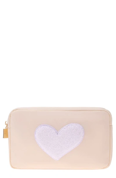 Bloc Bags Medium Heart Cosmetic Bag In Cream