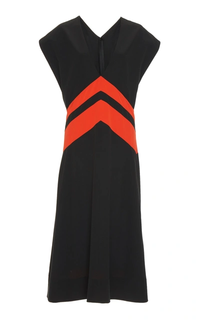 Givenchy Striped Silk Crepe De Chine Midi Dress In Black