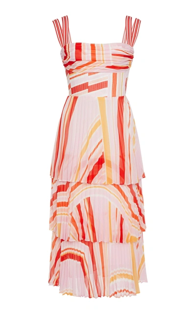 Rachel Gilbert Soekie Pleated Midi Dress In Pink