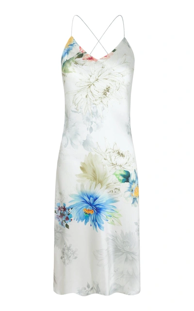 Adriana Iglesias Jadi Floral Silk Satin Midi Dress