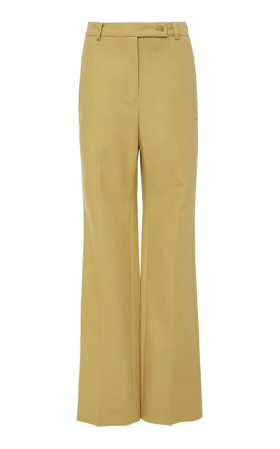 Cyclas Cotton Cloth Semi Flare Pants In Brown