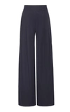 Marina Moscone Wide Leg Cotton Blend Trousers In Navy