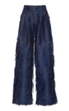 Marina Moscone Pleated Fringe Trouser In Navy