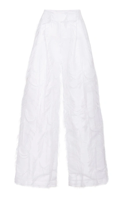 Marina Moscone Pleated Fringe Trouser In White