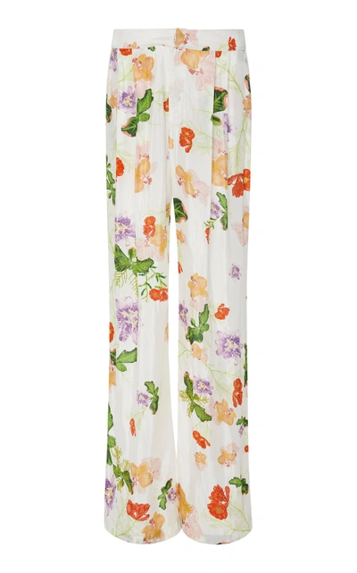Verandah Floral Taffeta Wide Leg Trousers
