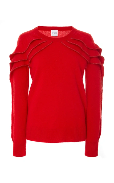 Madeleine Thompson Vagli Ruffled Cashmere Sweater In Red