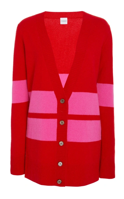 Madeleine Thompson Lipari Striped Cashmere Cardigan In Red