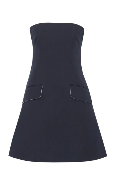 Marina Moscone Cotton Blend Bustier Tabard In Navy