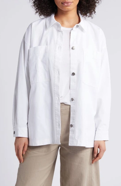 Eileen Fisher Classic Boxy Long Sleeve Button-up Shirt In White