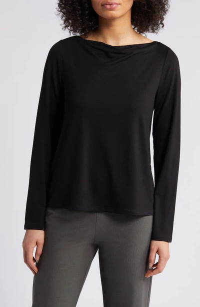 Eileen Fisher Long Sleeve Cowl Neck Top In Black