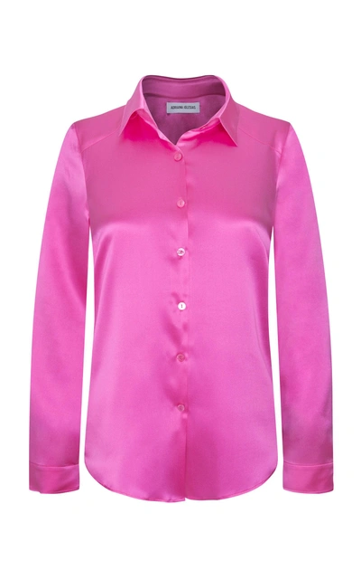 Adriana Iglesias Julie Collared Silk Satin Shirt In Pink