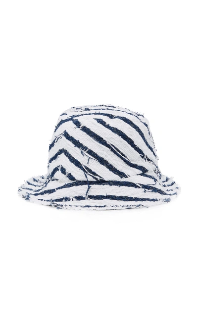 Eugenia Kim Toby Striped Canvas Bucket Hat In Navy