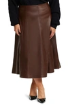 Estelle Ashdown Faux Leather A-line Skirt In Chocolate
