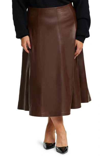 Estelle Ashdown Faux Leather A-line Skirt In Chocolate