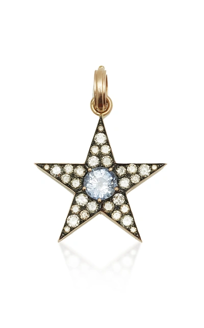 Sylva & Cie Ceylon Sapphire & Diamond Star Pendant In Blue