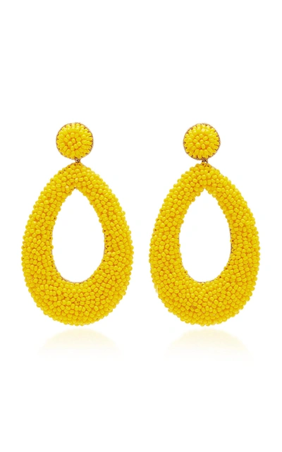 Deepa Gurnani Bead Embellished Teardrop Earrings In Yellow
