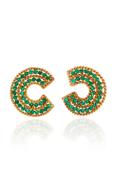 The Last Line Emerald Spiral Twist Earrings In Green