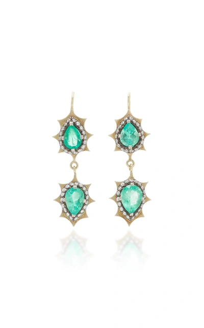 Sylva & Cie One-of-a-kind Colombian Emerald Drop Earrings In Green