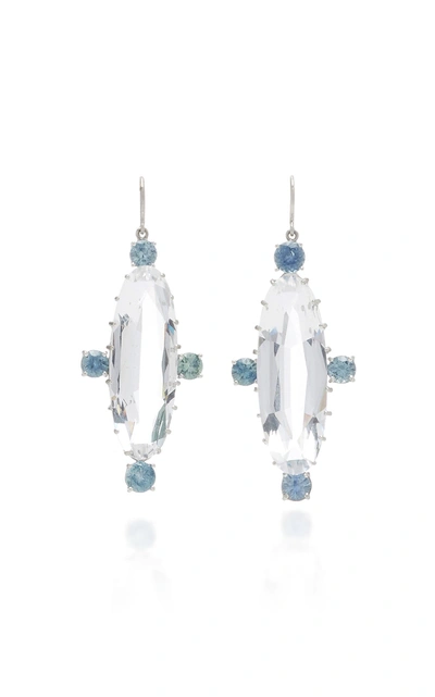 Sylva & Cie One-of-a-kind Crystal And Sapphire Earrings In White