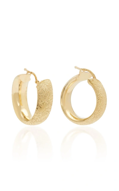 Carolina Bucci Florentine Finish Small Flat Hoops In Gold