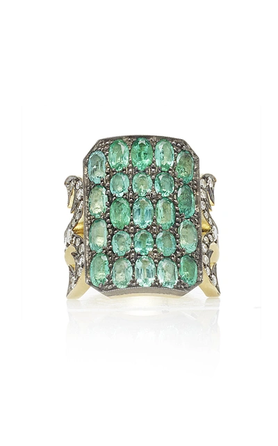 Sylva & Cie Emerald Ten Table Ring In Green