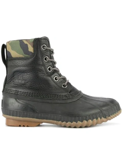 Sorel Men's Cheyanne Ii Premium Waterproof Short Leather Lace-up Duck Boots In Black