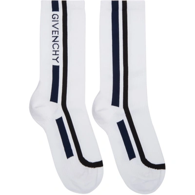 Givenchy Men's Logo Typographic Cotton Socks In White