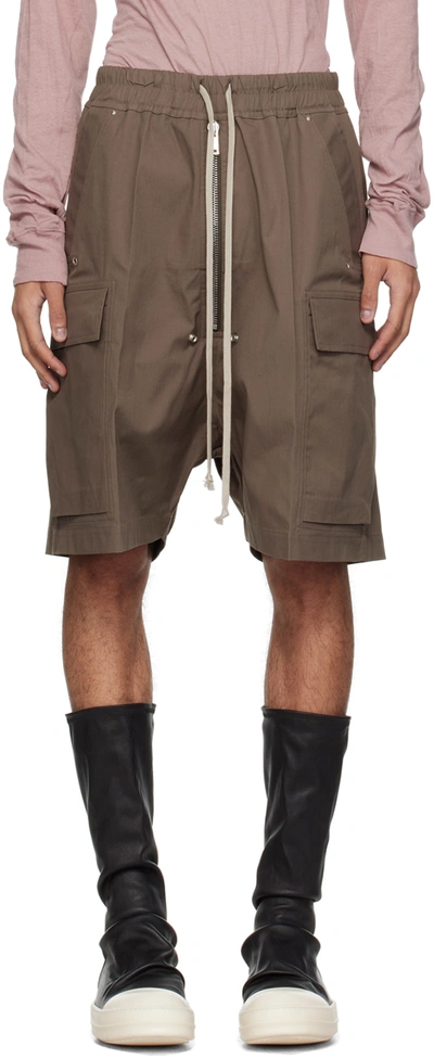 Rick Owens Cargobelas Cotton Shorts In 34 Dust
