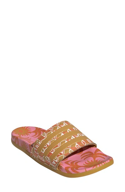 Adidas Originals Adilette Comfort Slide Sandal In Pink/gold/gold