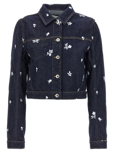 Lanvin Floral Embroidery Jacket Casual Jackets, Parka In Blue