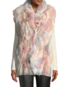 Adrienne Landau Fox-fur Vest In Pastel/multi