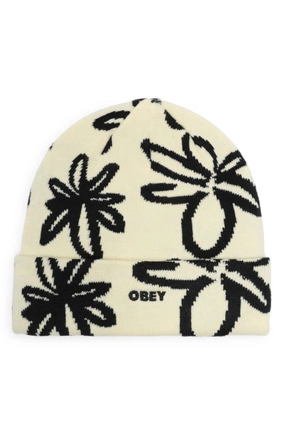 Obey Diana Floral Beanie In Unbleached Multi