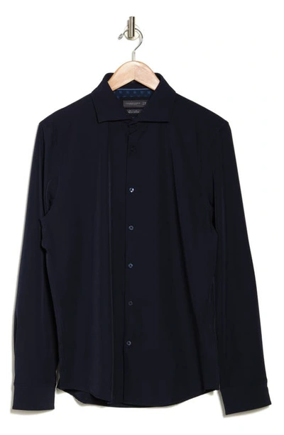 Denim And Flower Solid Stretch Dress Shirt In Navy
