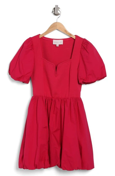 Adelyn Rae Sienna Bubble Hem Poplin Dress In Hot Pink