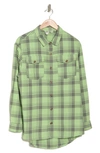 Roxy Let It Go Cotton Flannel Button-up Shirt In Quiet Green Swell Check