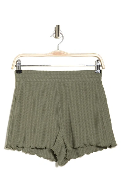 Roxy Twilight Mood High Waist Waffle Knit Shorts In Agave Green