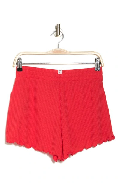 Roxy Twilight Mood High Waist Waffle Knit Shorts In Red