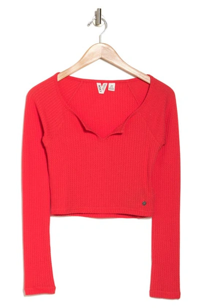 Roxy Crop Waffle Knit Top In Bittersweet