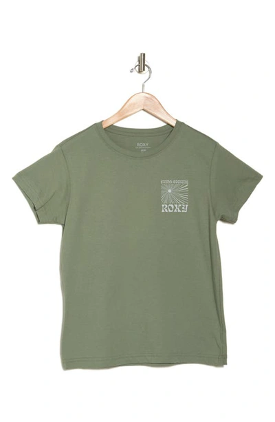 Roxy Swell Seekers Cotton Graphic T-shirt In Agave Green