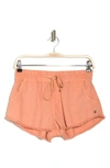 Roxy Scenic Route Cotton Shorts In Dusty Coral