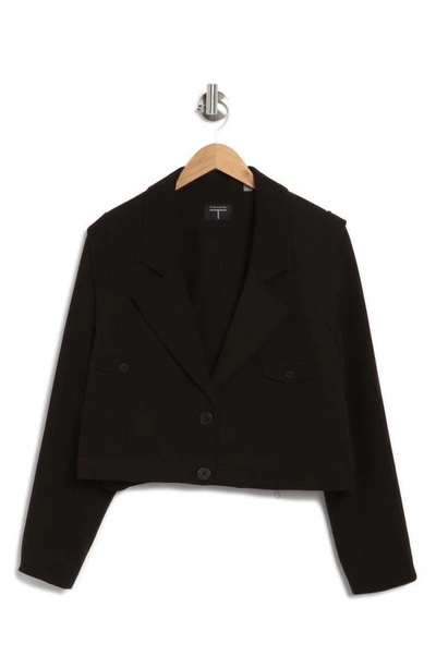 T Tahari Notch Lapel Crop Blazer In Black