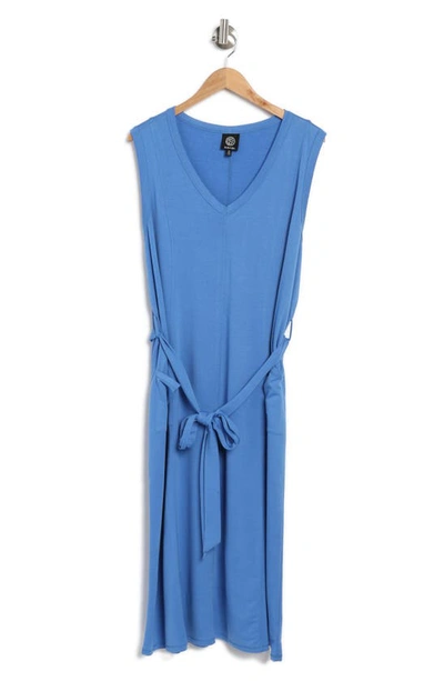 Bobeau Tie Waist Jersey Tank Dress In Blue